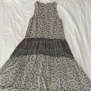 Mystree multi print sleeveless high low dress